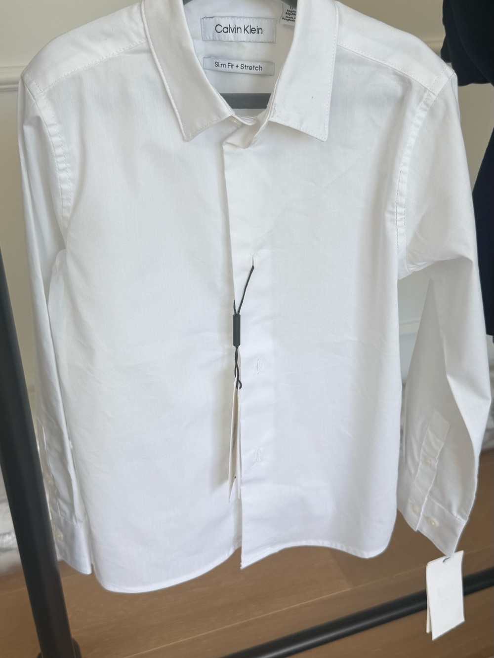 Size 6 Calvin Klein Boy’s White Slim Fit Stretch Dress Shirt NWT